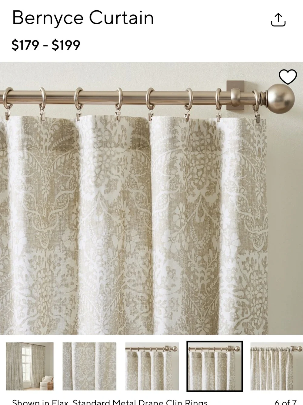 Pottery Barn Bernyce Patterned Drape – 50x96 Flax